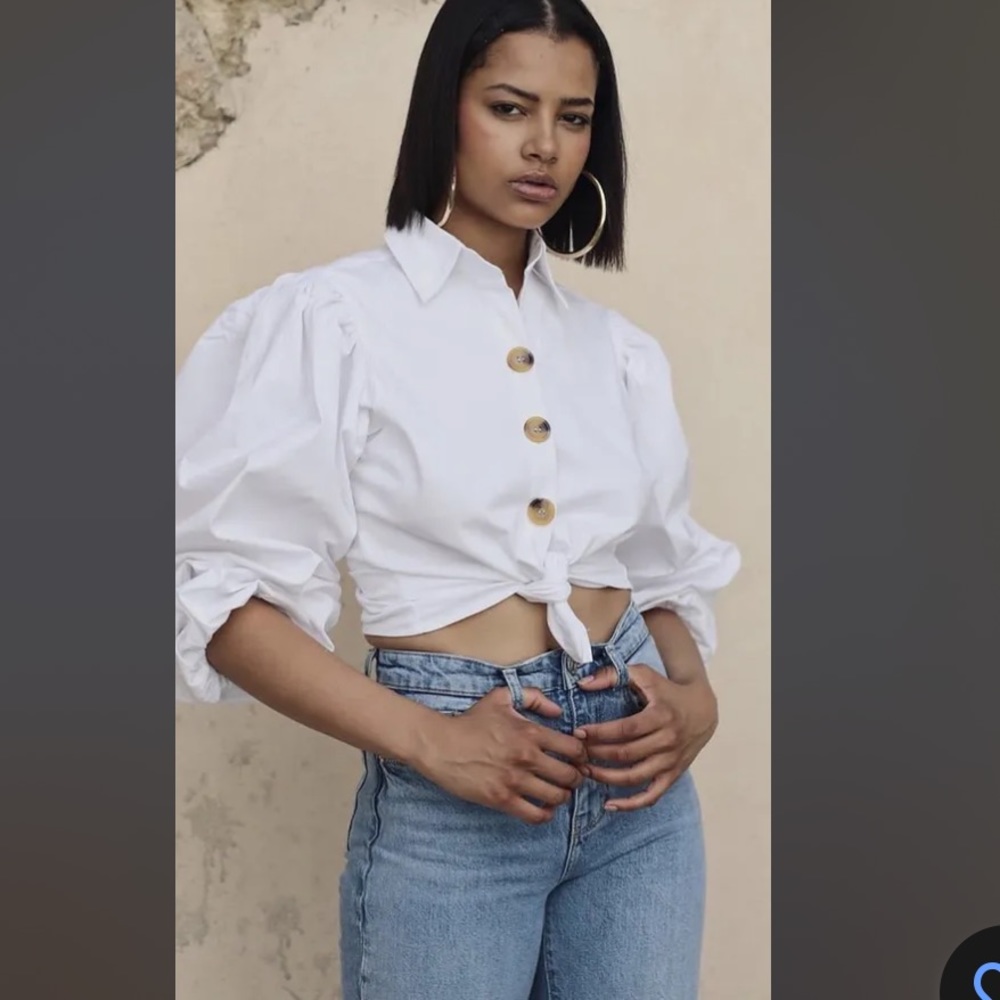 Kai collective puff sleeve shirt in powdered blue